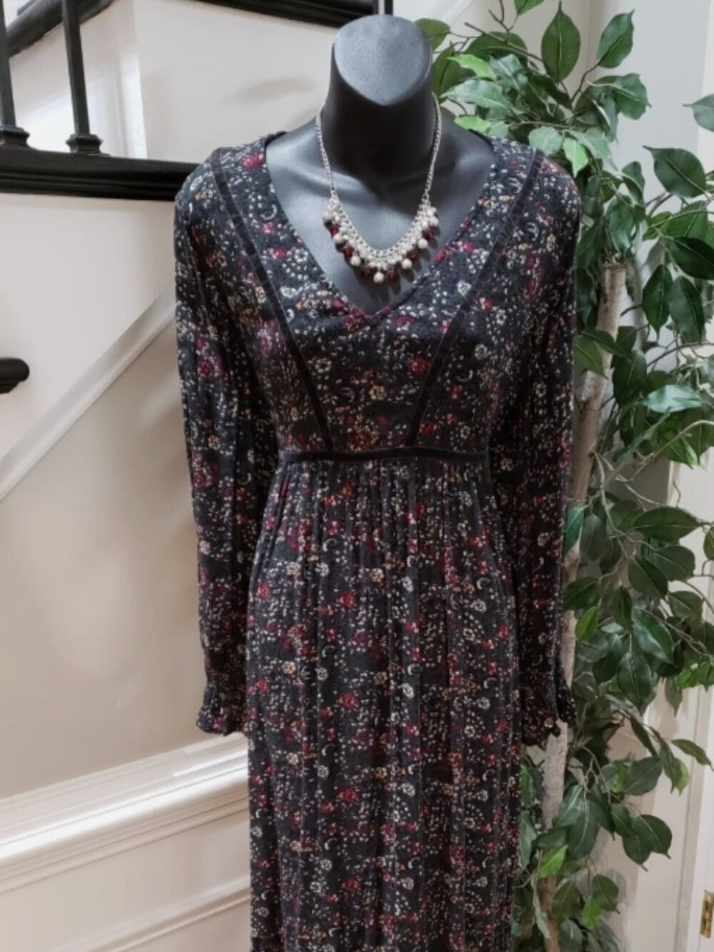 New Directions Floral Velvet Whimsigoth Cottagecore Midi Dress Size 10